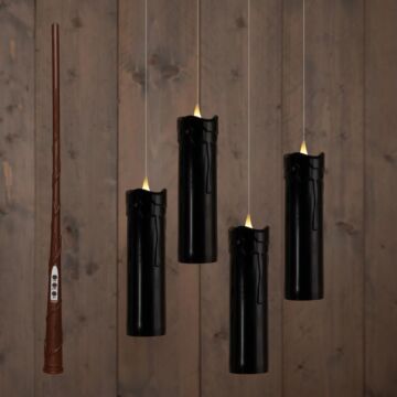 Zwevende LED kaarsen met timer 18 cm zwart 4 stuks - Anna’s Collection