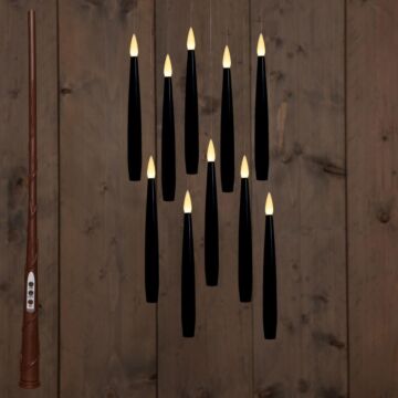 Zwevende LED kaarsen met timer 15 cm zwart 10 stuks - Anna’s Collection