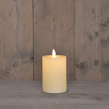 Stompkaars rustiek wax LED oplaadbaar ivoor 10 x 7,5 cm - Anna's Collection