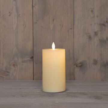 Stompkaars rustiek wax LED oplaadbaar ivoor 12,5 x 7,5 cm - Anna's Collection