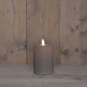 Stompkaars rustiek wax LED oplaadbaar taupe 10 x 7,5 cm - Anna's Collection