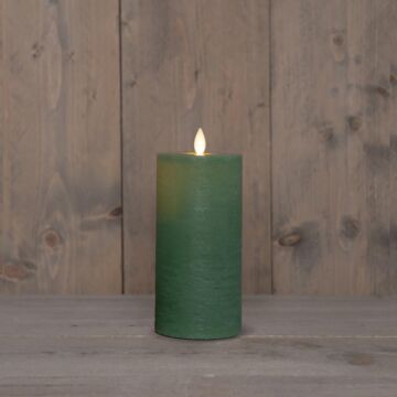 Stompkaars rustiek wax LED oplaadbaar jade groen 15 x 7,5 cm - Anna's Collection