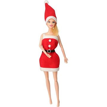 Pop met kerstjurk 32 cm