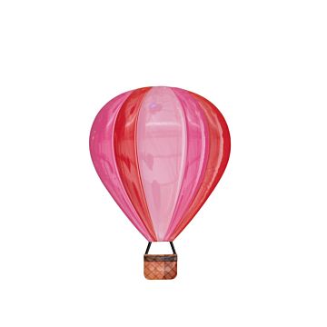 Wanddecoratie luchtballon metaal roze 38 cm