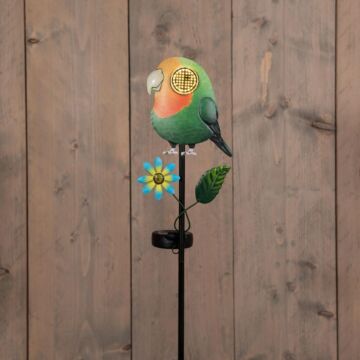 Solar tuinsteker vogel met rollend oog 75 cm