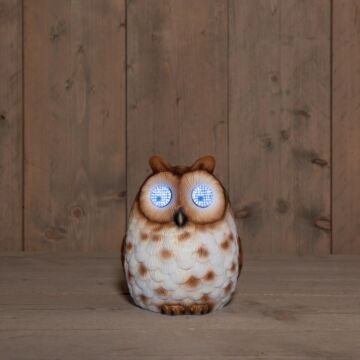 Solar decoratie uil met rollende ogen 20 cm