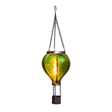 Solar luchtballon met vlameffect groen 36 cm