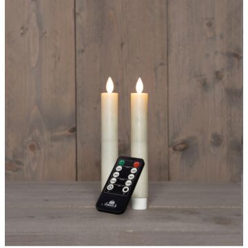 Dinerkaars rustiek wax LED oplaadbaar wit 18 cm set van 2 - Anna's Collection