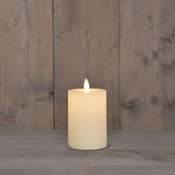 Stompkaars rustiek wax LED oplaadbaar wit 10 x 7,5 cm - Anna's Collection