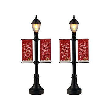 Lemax Lamp Post Banners set van 2 B/O (4.5V)