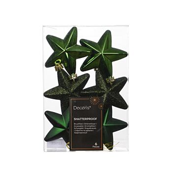 Kerststerren Dennengroen 7,5 cm Set van 6 - Decoris