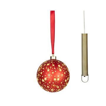 LED Glazen Kerstbal met Stermotief 14 cm - Lumineo LED Glazen Kerstbal met Stermotief 14 cm - Lumineo