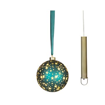 LED Glazen Kerstbal Smaragdgroen met Micro LED 14 cm - Lumineo LED Glazen Kerstbal Smaragdgroen met Micro LED 14 cm - Lumineo