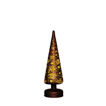 Kerstboompje glas met sterren donkerbruin/goud 30 cm - Anna’s Collection