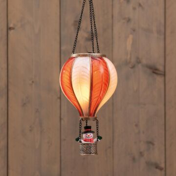 Hot air balloon sneeuwpop wit/rood 45 cm - Anna’s Collection