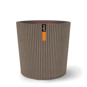 Bloempot Vase conisch groove warm taupe - Capi