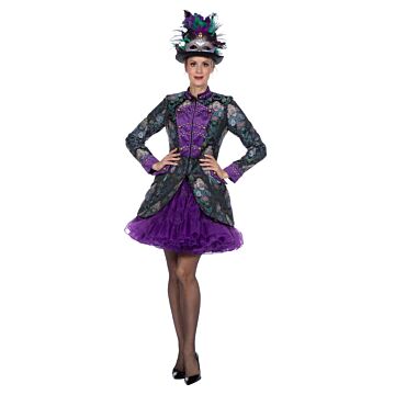 Luxe jas jacquard groen/paars 