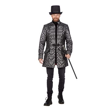 Luxe jas brokaat zwart/zilver 